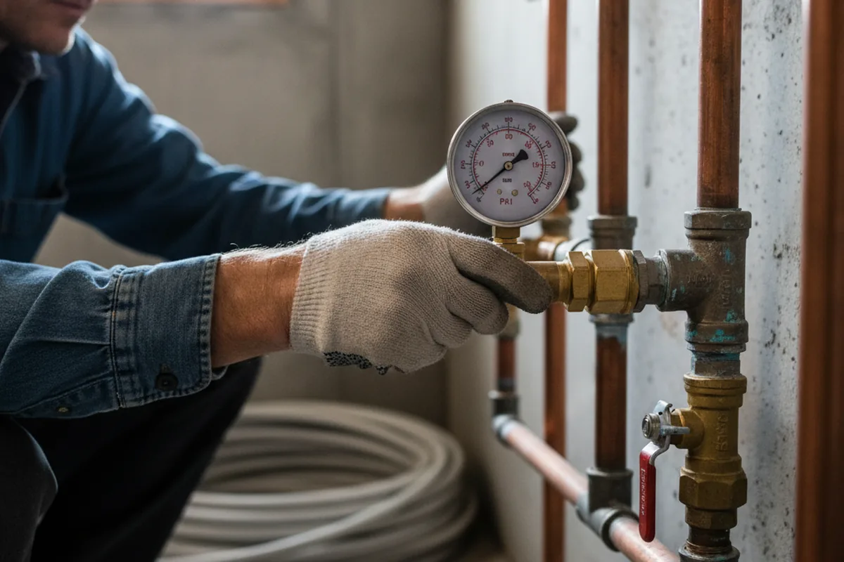 Pressure testing a repaired line during Water Line Repair in Gilbertville